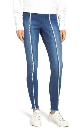 Women's Zeza B By Hue High Waist Frayed Denim Leggings - Blue
