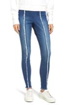 Women's Zeza B By Hue High Waist Frayed Denim Leggings - Blue