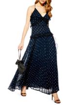 Women's Topshop Lace Metallic Dot Maxi Dress Us (fits Like 10-12) - Blue