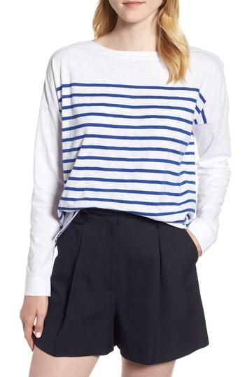 Women's Nordstrom Signature Engineered Stripe Tee - Blue