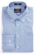 Men's Nordstrom Men's Shop Trim Fit Non-iron Gingham Dress Shirt .5 32/33 - Blue