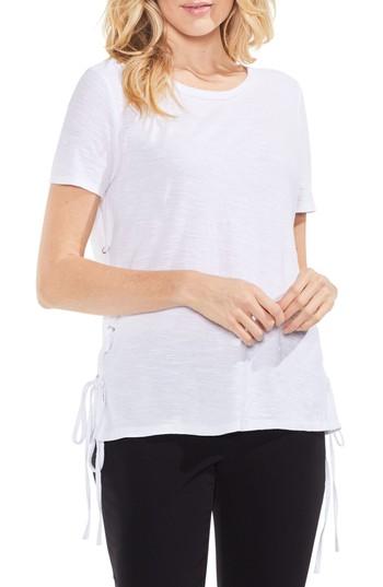 Women's Vince Camuto Side Lace-up Cotton Slub Top, Size - White