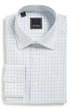 Men's David Donahue Regular Fit Check Dress Shirt .5 34/35 - White