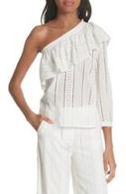 Women's Veronica Beard Cruz Eyelet One-shoulder Top - White