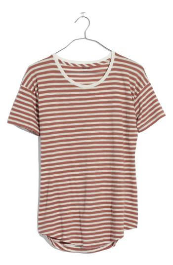 Women's Madewell Stripe Whisper Cotton Crewneck Tee - Pink