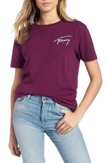 Women's Tommy Jeans Tjw Embroidered Logo Tee, Size - Purple