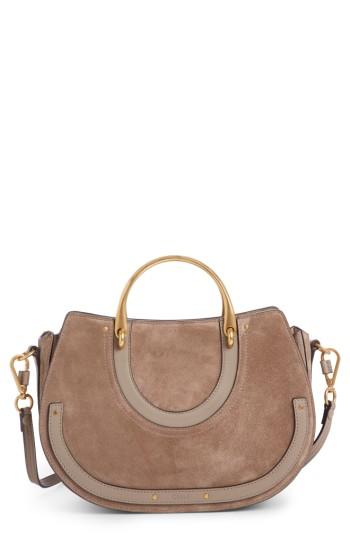 Chloe Medium Pixie Top Handle Leather Satchel - Grey