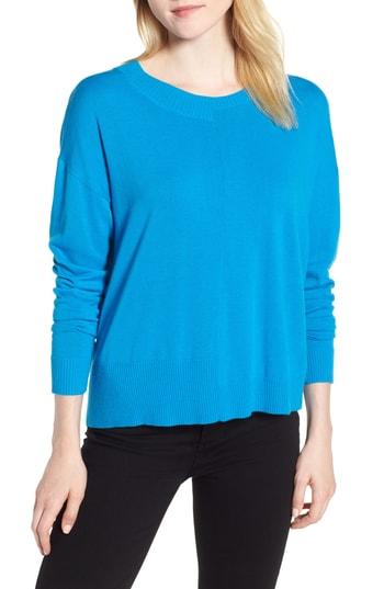 Women's Trouve Asymmetrical Colorblock Pullover Sweater, Size - Blue