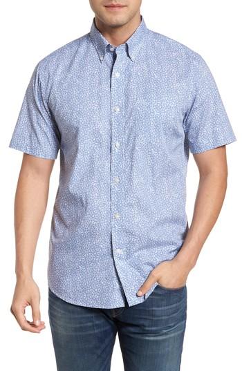 Men's Southern Tide Dover Beach Regular Fit Print Sport Shirt, Size - Grey