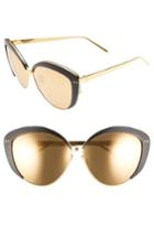 Women's Linda Farrow 62mm Cat Eye 22 Karat Gold Trim Sunglasses -