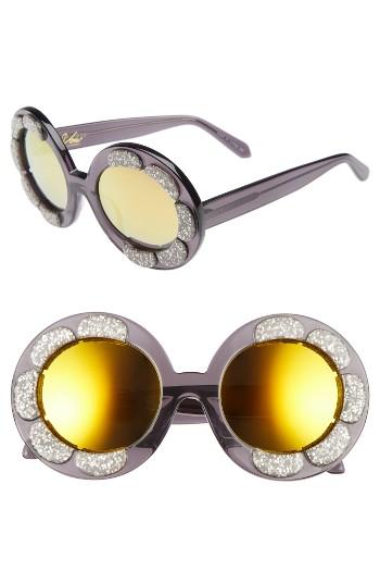 Women's Vow London Pixie Flower 48mm Round Sunglasses - Milky Black