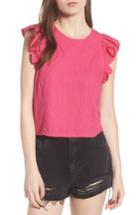Women's Bp. Linen Blend Ruffle Sleeve Top, Size - Pink