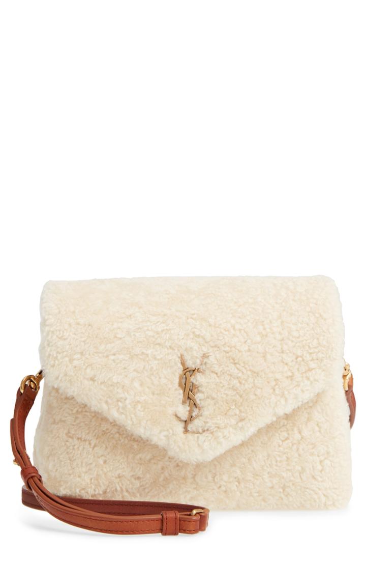 Saint Laurent Small Loulou Genuine Shearling Crossbody Bag -