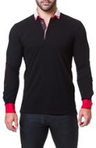 Men's Maceoo Newton Trim Fit Long Sleeve Polo (l) - Black