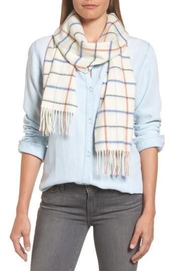 Women's Barbour Country Tattersall Lambswool Scarf, Size - Blue
