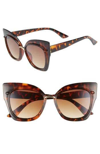 Women's Bp. 55mm Dual Oversized Cat Eye Sunglasses - Brown