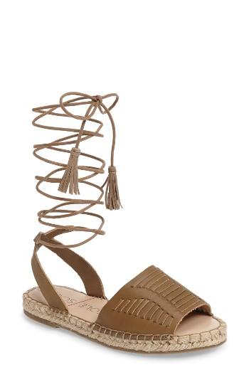 Women's Sole Society Clover Ankle Wrap Espadrille Sandal .5 M - Brown