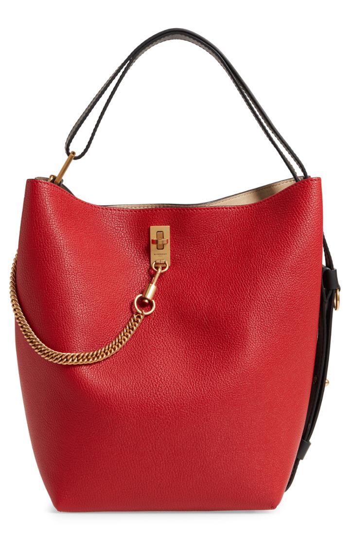 Givenchy Medium Gv Goatskin Bucket Bag - Red