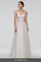 Women's Watters 'azriel' Illusion Neckline Lace & Net A-line Gown