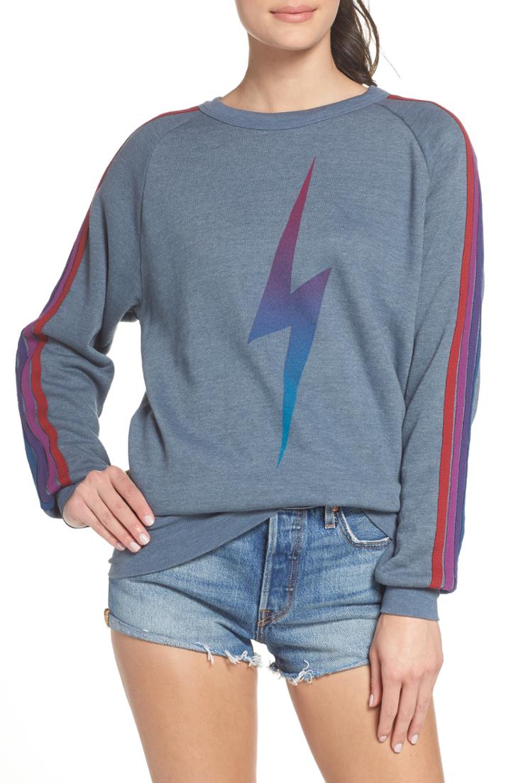 Women's Aviator Nation Bolt Fade Sweatshirt, Size - Grey