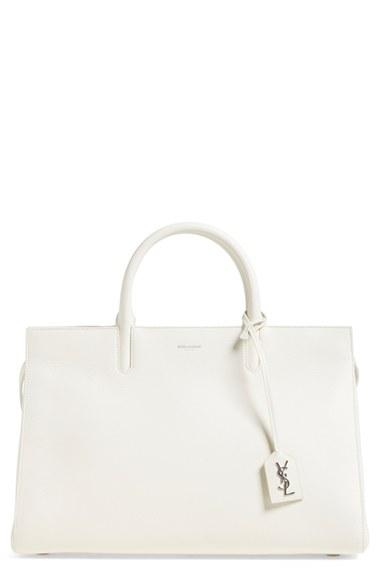 Saint Laurent 'medium Cabas Rive Gauche' Grained Leather Satchel - Metallic