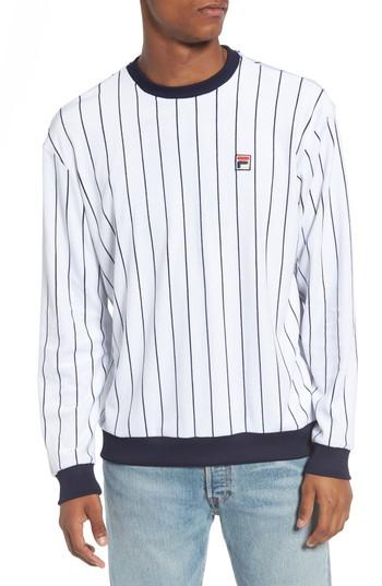 Men's Fila Valencia Stripe Velour Sweatshirt - White