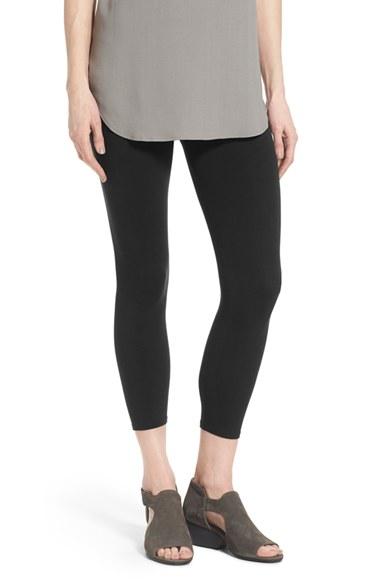 Women's Eileen Fisher Organic Cotton Crop Leggings, Size - Black