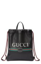 Gucci Small Logo Leather Drawstring Backpack -