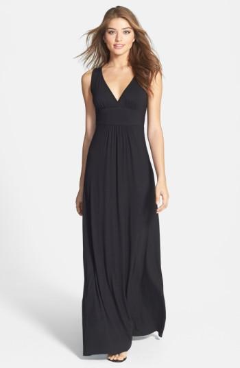 Petite Women's Loveappella V-neck Jersey Maxi Dress P - Black