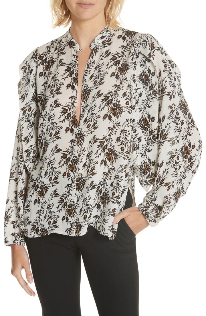 Women's Robert Rodriguez Japanese Floral Blouse - Ivory