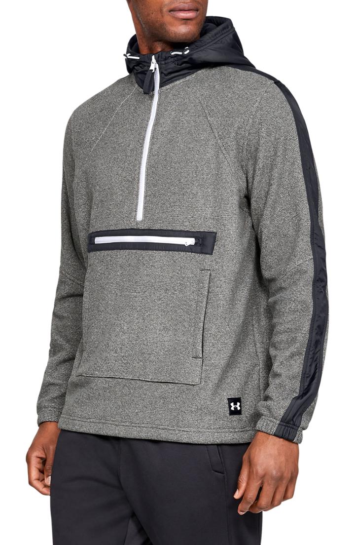 Men's Under Armour Sportstyle Microfleece Half Zip Hoodie - Black