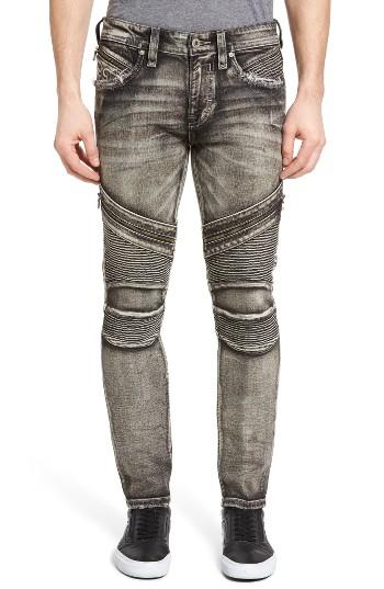 Men's Rock Revival Skinny Fit Moto Jeans - Grey