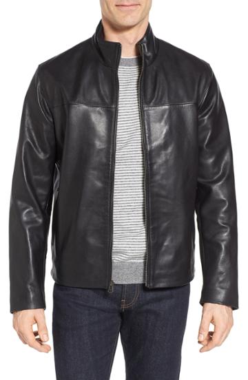 Men's Cole Haan Signature Washed Leather Jacket, Size - Black