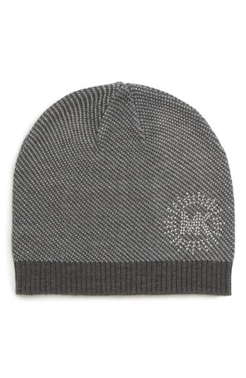 Women's Michael Michael Kors Studded Bird's Eye Beanie - Grey