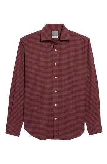 Men's Thomas Dean Regular Fit Check Sport Shirt, Size - Pink