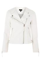 Women's Topshop Luna Faux Leather Biker Jacket Us (fits Like 0) - White