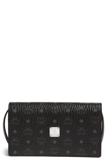 Women's Mcm Large Logo Wallet/shoulder Bag - Black