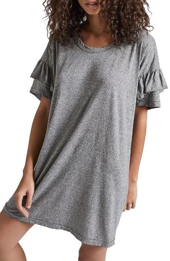 Women's Current/elliott Ruffle Roadie T-shirt Dress - Grey