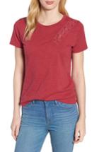 Women's Lucky Brand Lace-up Shoulder Cotton Tee - Red