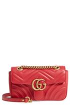 Gucci Mini Gg Marmont 2.0 Matelasse Leather Shoulder Bag - Red