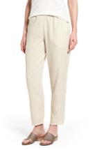 Women's Eileen Fisher Stripe Tapered Hemp Blend Ankle Pants, Size - Beige