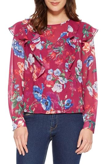 Women's Parker Zuri Ruffle Georgette Blouse, Size - Blue