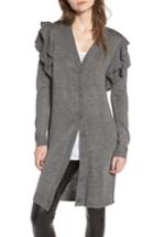 Women's Soprano Ruffle Shoulder Cardigan - Grey