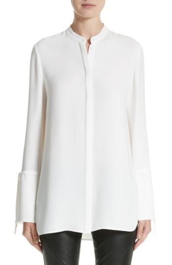 Women's Lafayette 148 New York Desra Silk Blouse, Size - White
