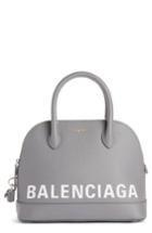 Balenciaga Ville Logo Leather Dome Satchel - Grey