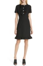 Women's Tory Burch Button Front Ruffle Dress - Black