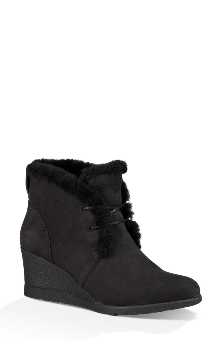 Women's Ugg Jeovana Waterproof Genuine Shearling Lined Boot M - Black