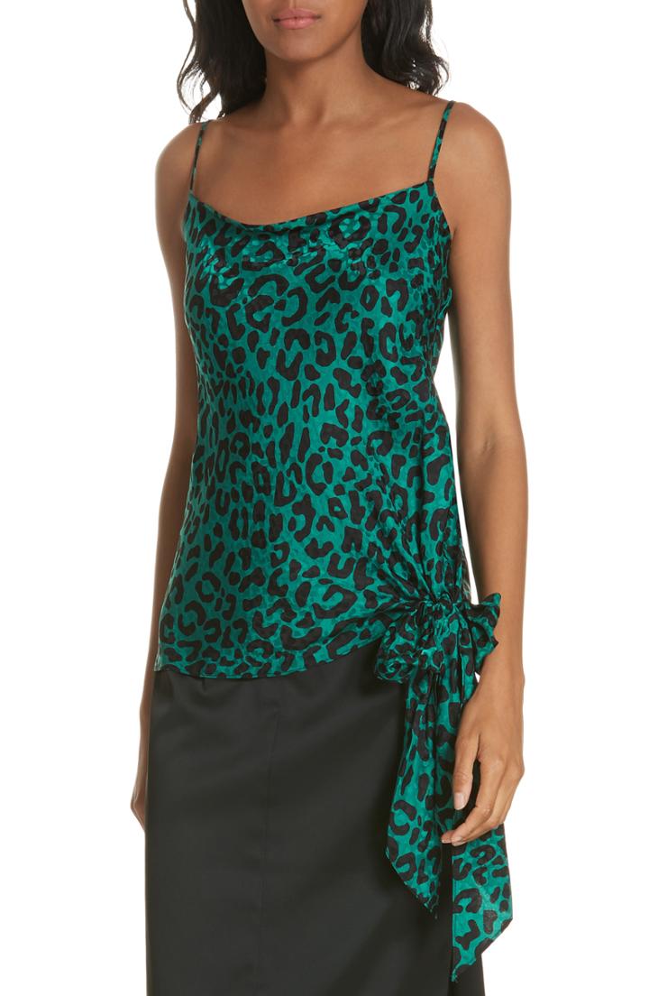 Women's Milly Leopard Print Tie Waist Silk Jacquard Camisole