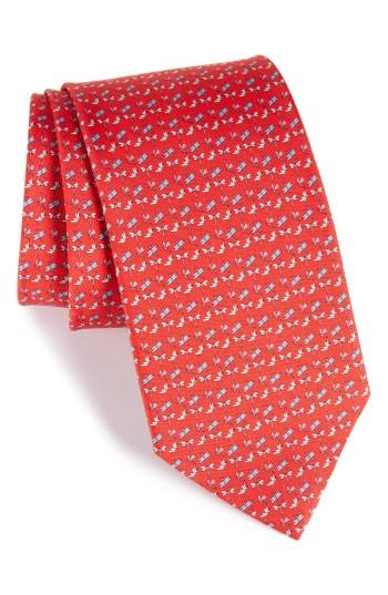 Men's Salvatore Ferragamo Dragonfly Silk Tie, Size - Red
