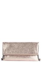 Sole Society Crinkle Faux Leather Foldover Clutch - Metallic